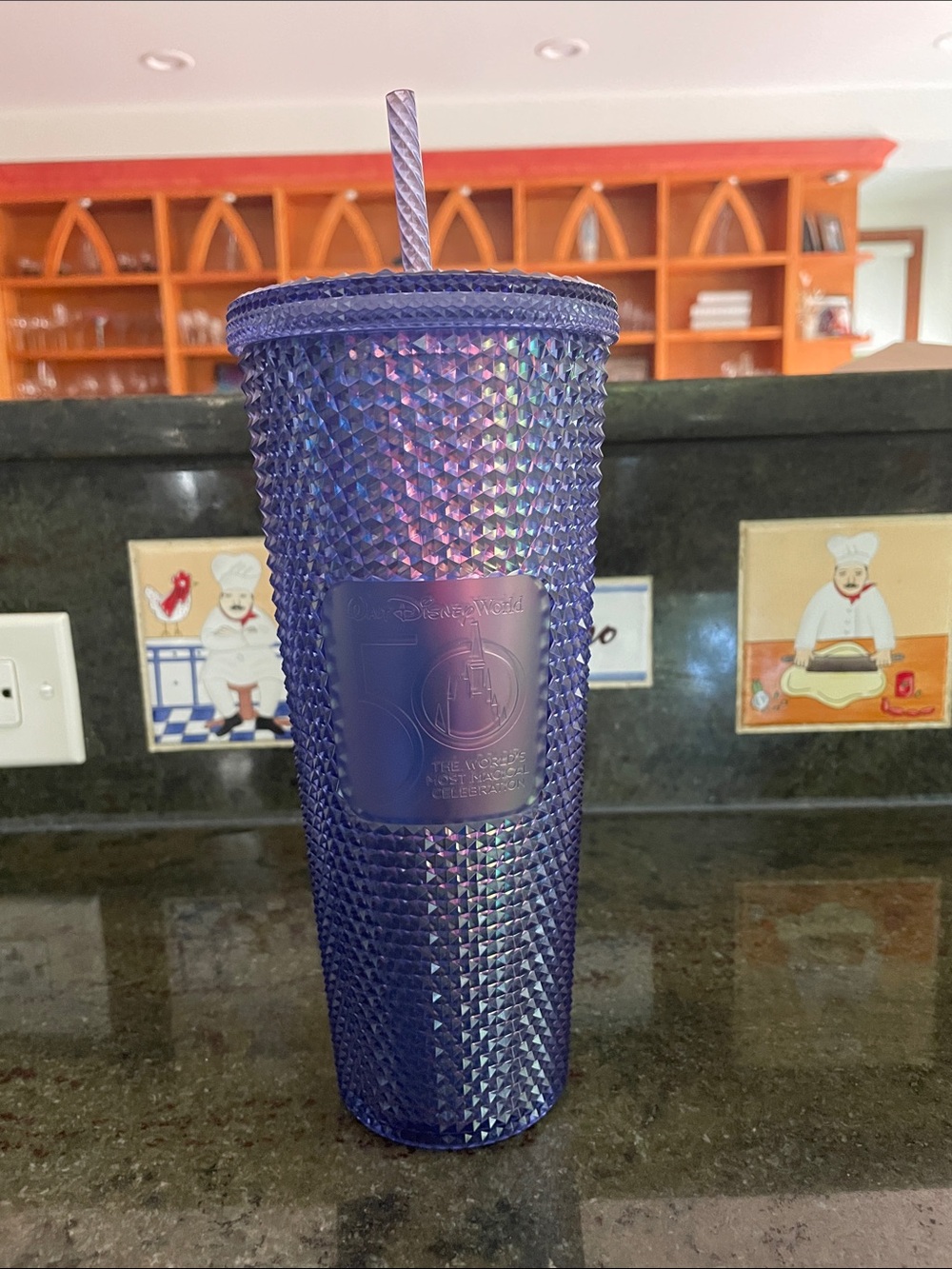 Starbucks Iridescent Purple Blue Studded Tumbler Straw Disney 50th Celebration - Picture 2 of 11